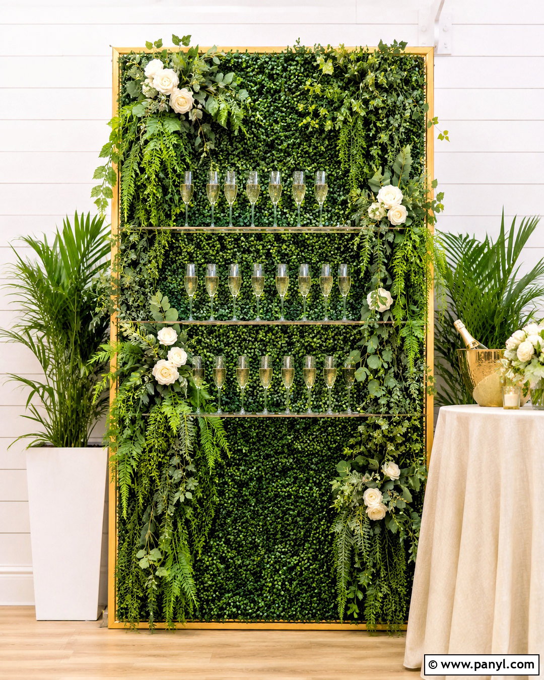 Greenery Prosecco Wall - 20 prosecco wall ideas
