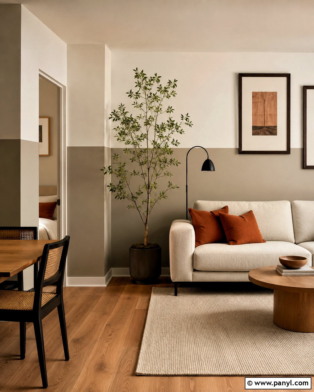 Greige And Beige Split Painted Apartment Walls - 35 Split Painted Walls