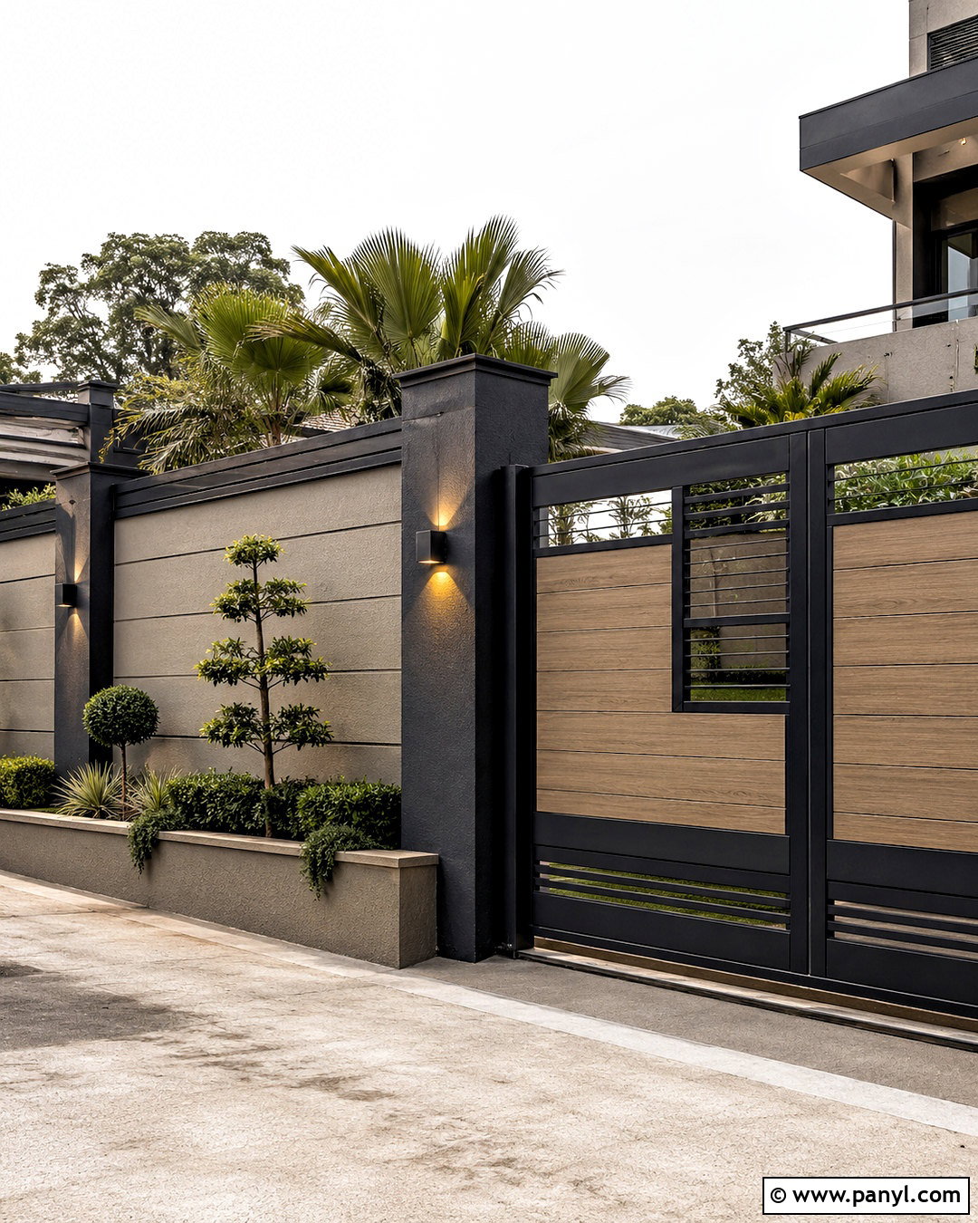 Greige And Black Compound Wall - 20 compound wall painting ideas