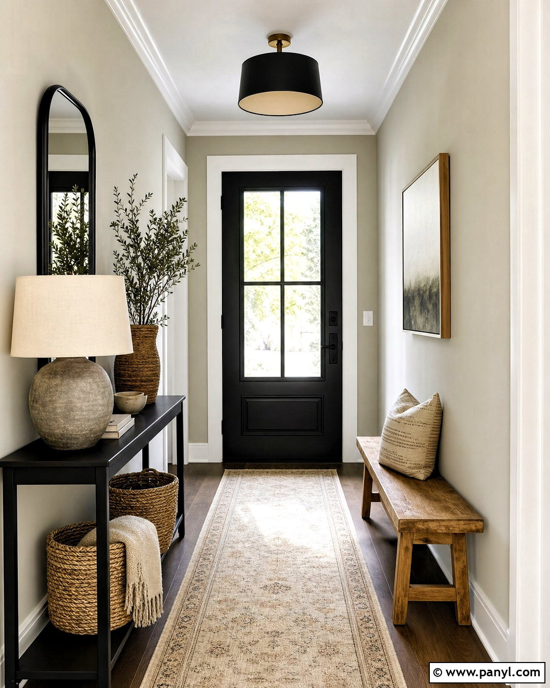 Greige And Black Entryway - 20 interior room color combination ideas
