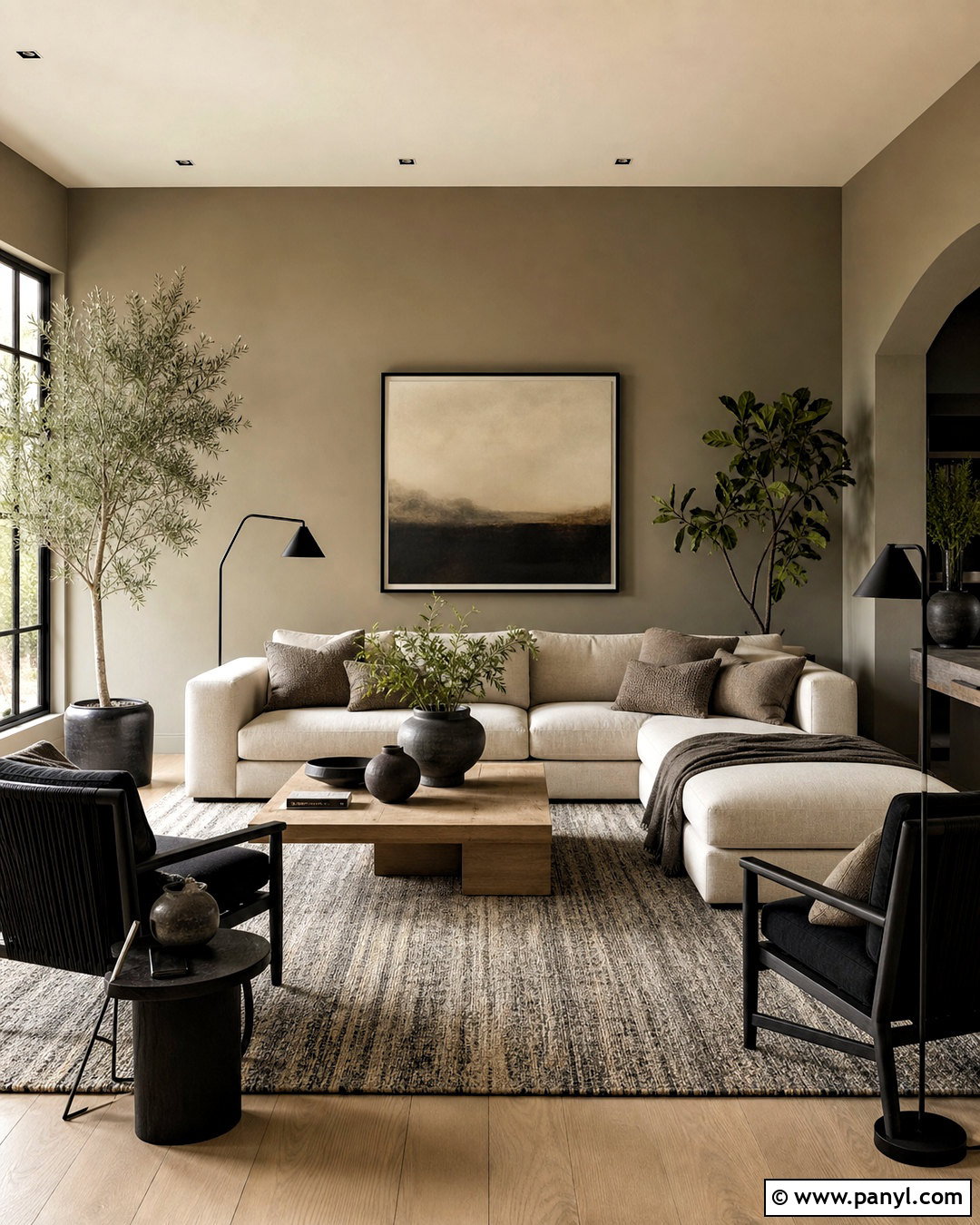 Greige And Black Modern Living Room - 20 room color design ideas