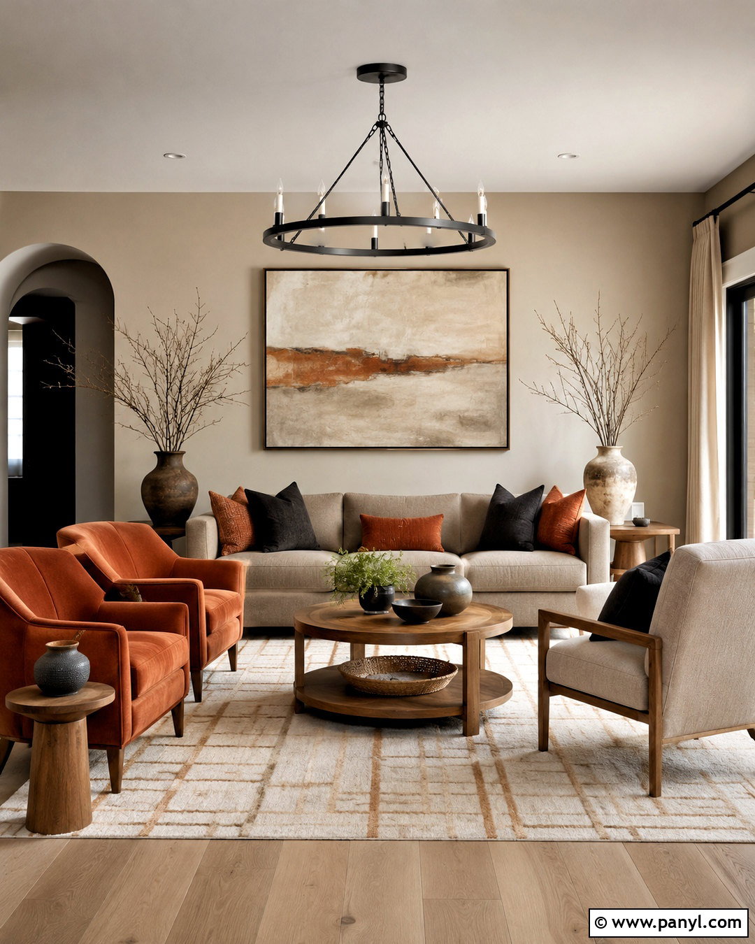 Greige And Burnt Orange Drawing Room - 20 drawing room colour combinations
