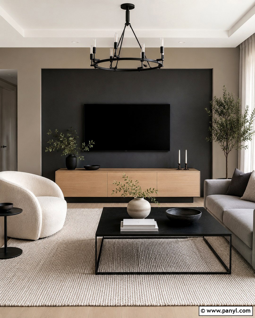 Greige And Charcoal Accent Wall - 20 Two Color Accent Wall Ideas