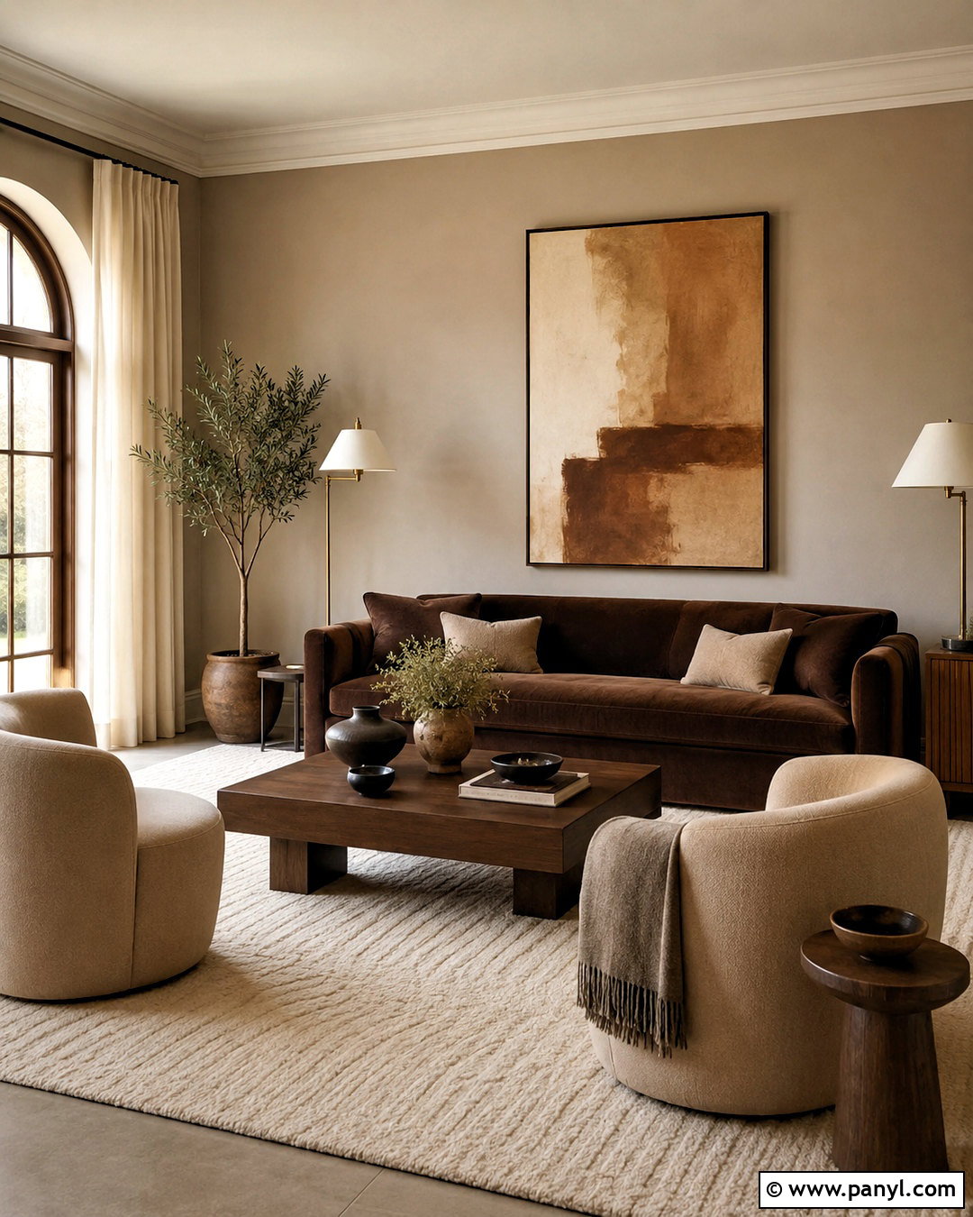 Greige And Chocolate Brown Living Room - 20 colour schemes for living room ideas