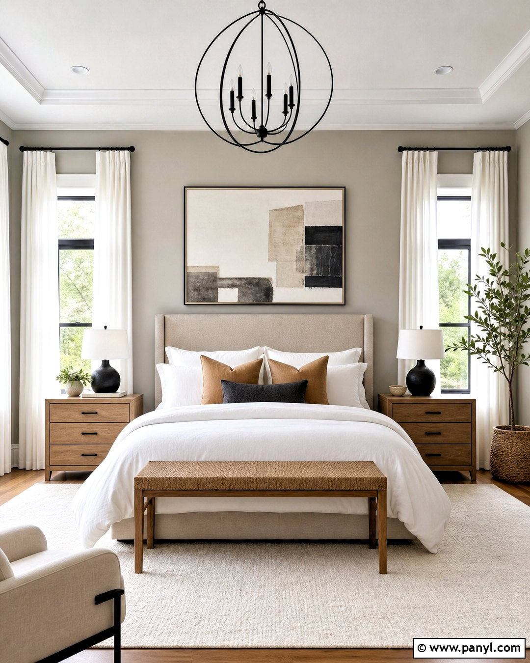 Greige And Crisp White Bedroom - 20 bedroom color combination ideas