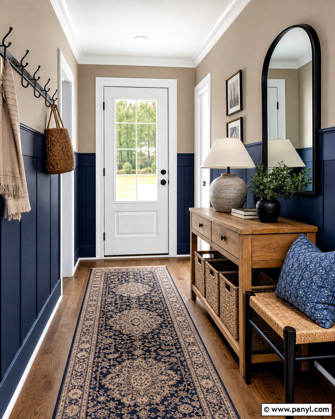 Greige And Deep Blue Two Tone Entryway - 20 two tone room ideas