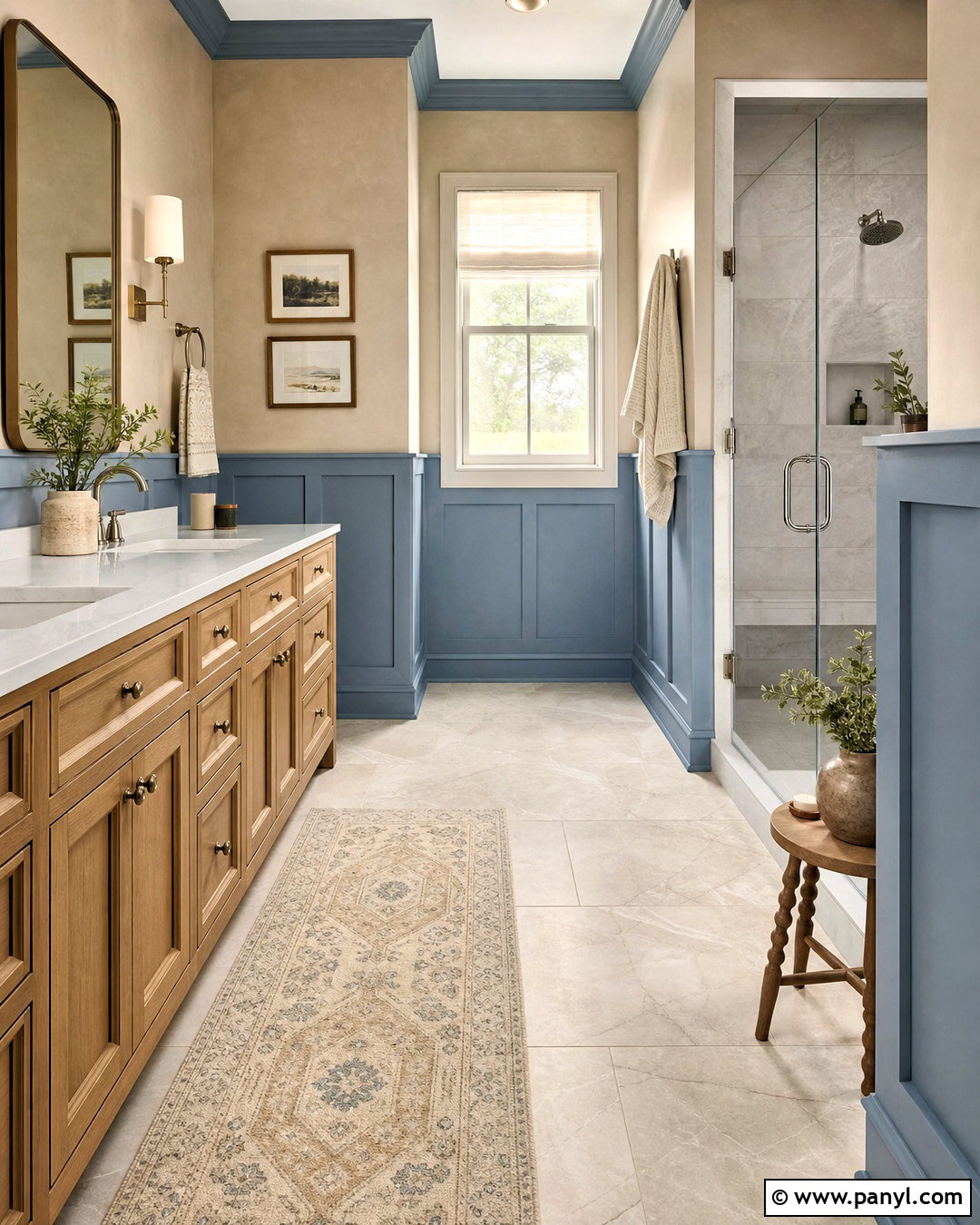 Greige And Dusty Blue Bathroom Walls - 20 two tone bathroom walls