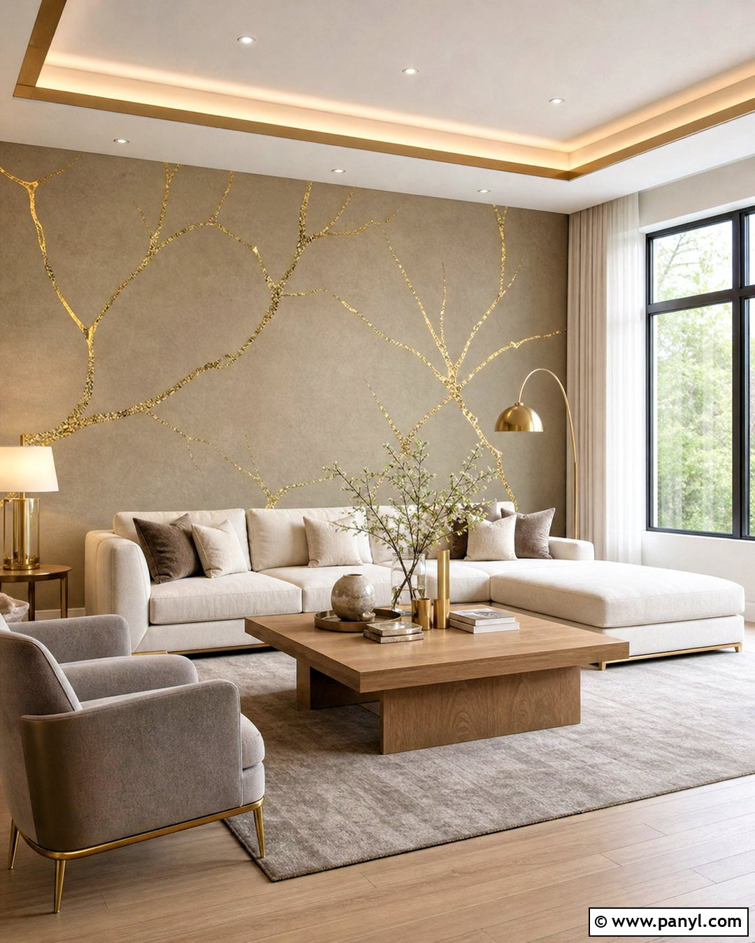 Greige And Gold Leaf Paint Wall - 20 royal paint wall design ideas