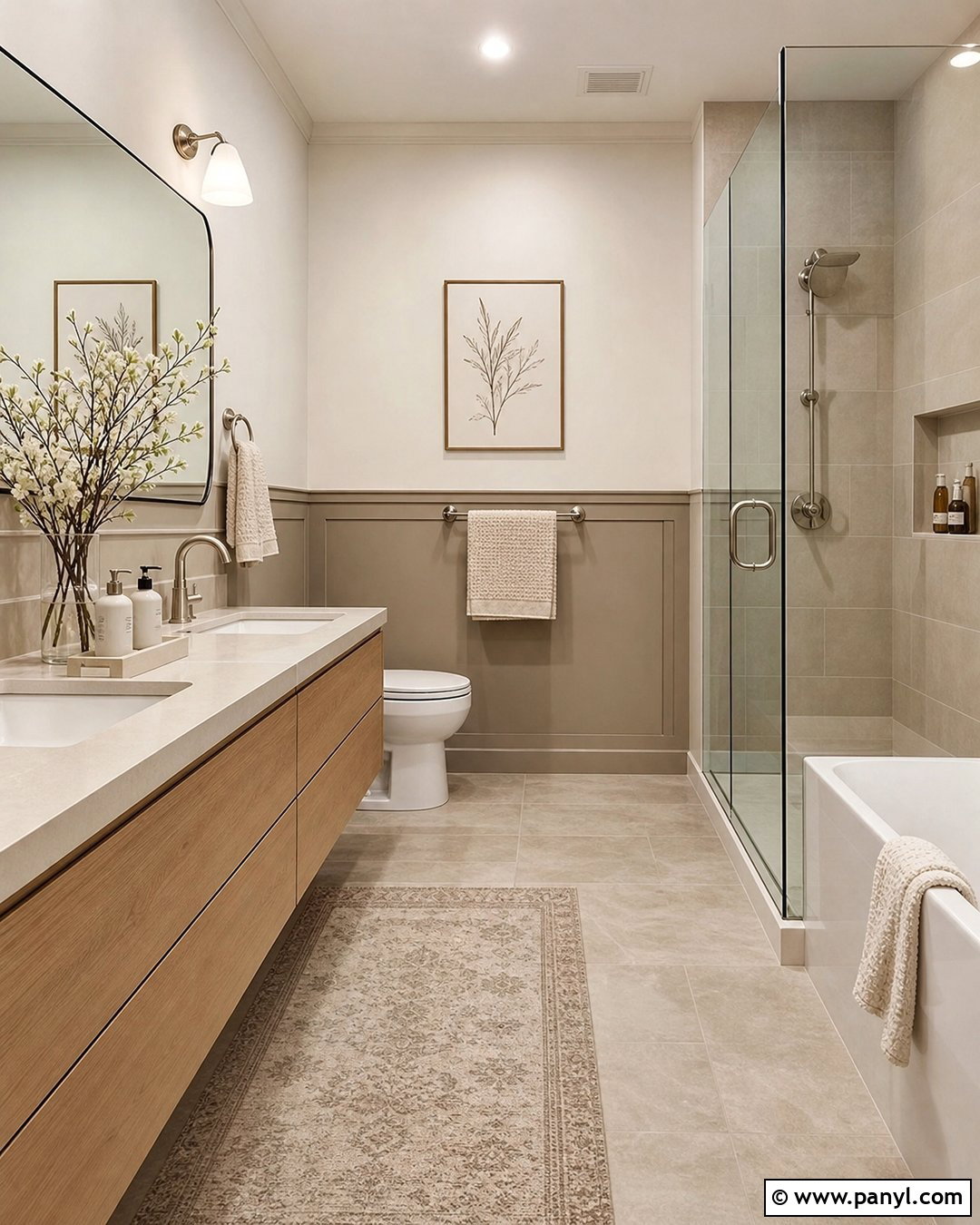 Greige And Ivory Bathroom Walls - 30 Two Toned Bathroom Walls