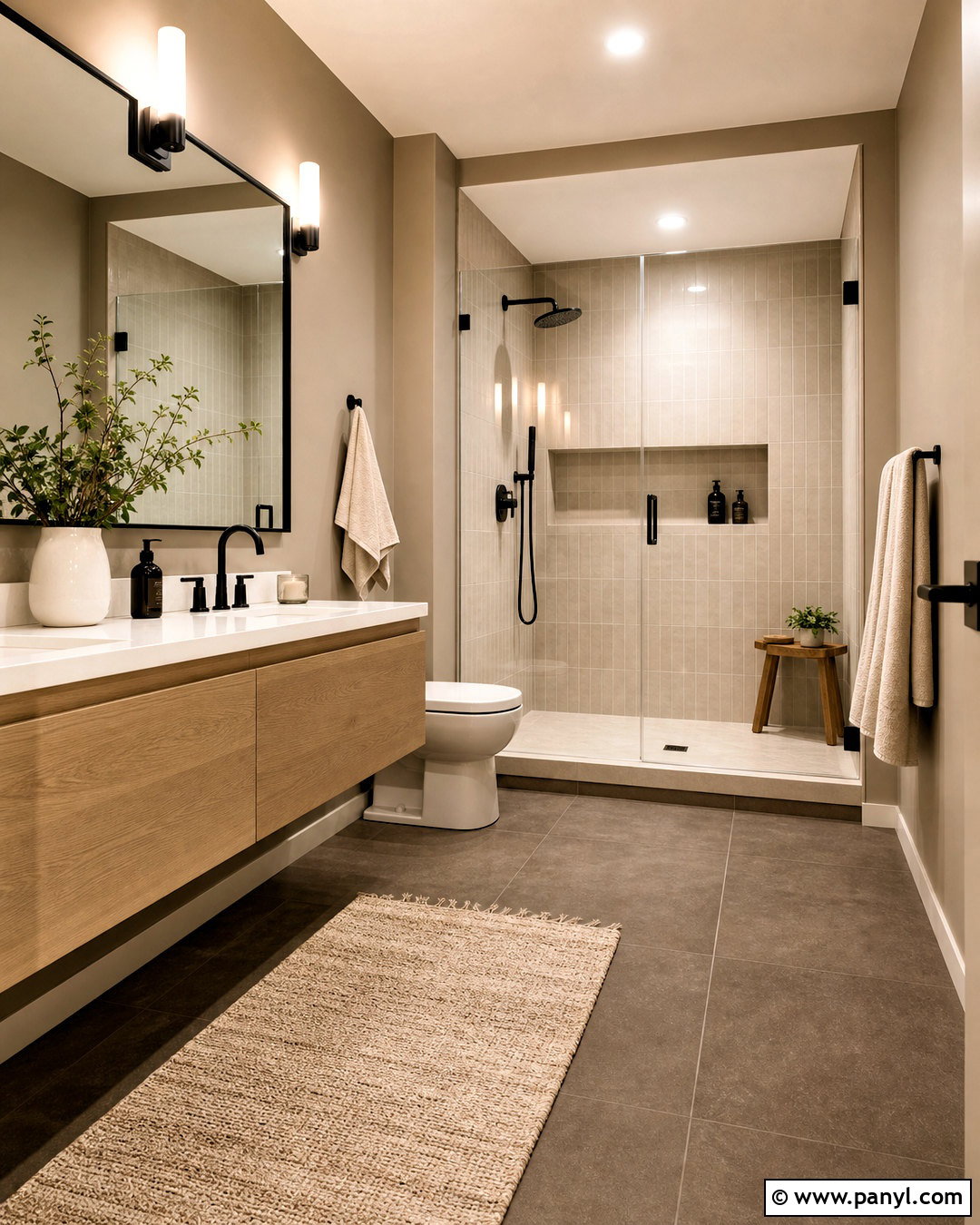 Greige And Matte Black Bathroom Paint Scheme - 20 bathroom paint ideas colour schemes