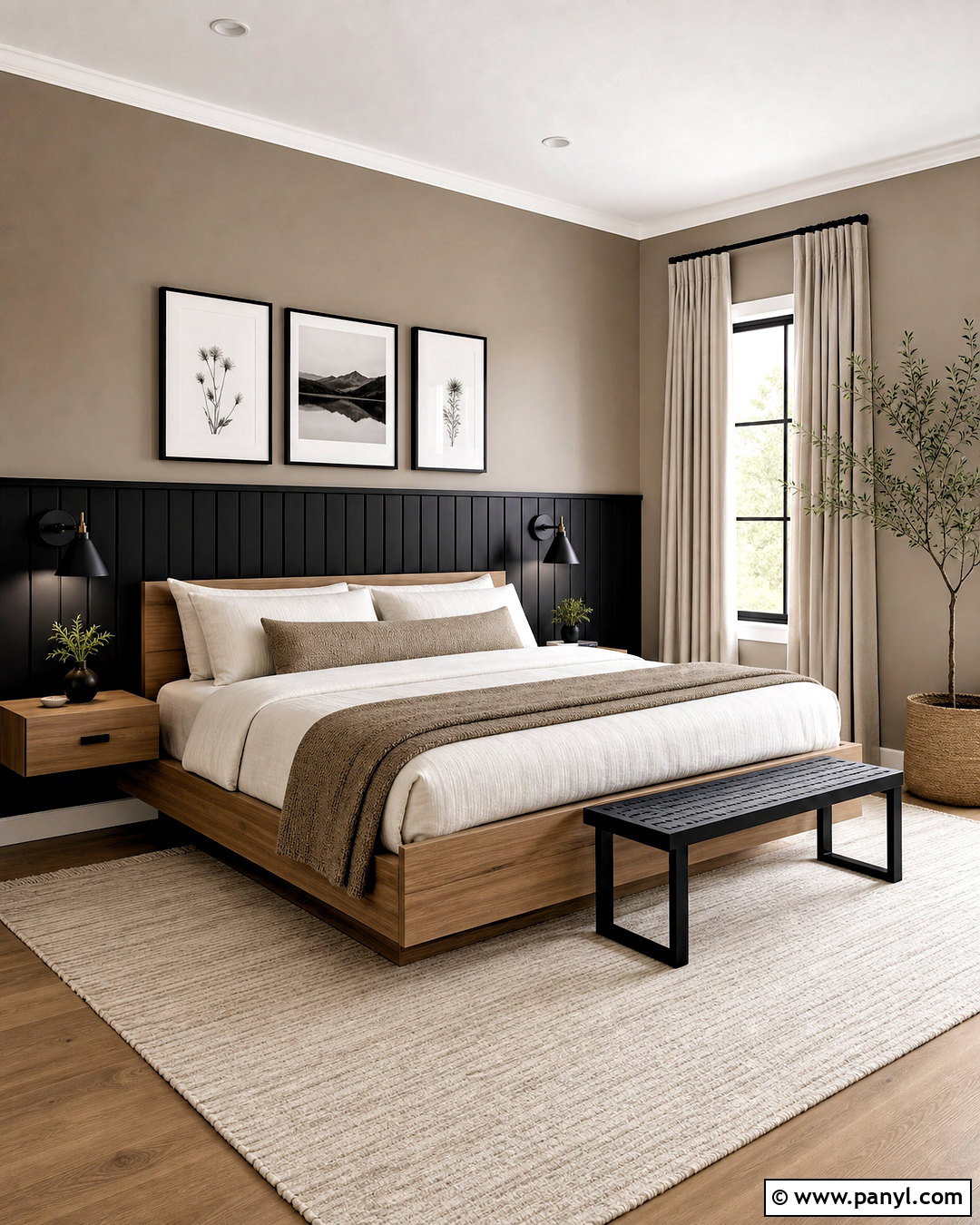 Greige And Matte Black Bedroom Walls - 20 bedroom wall colour combination ideas