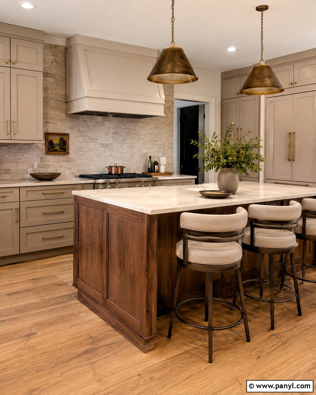 Greige And Walnut Kitchen - 20 popular kitchen color combinations