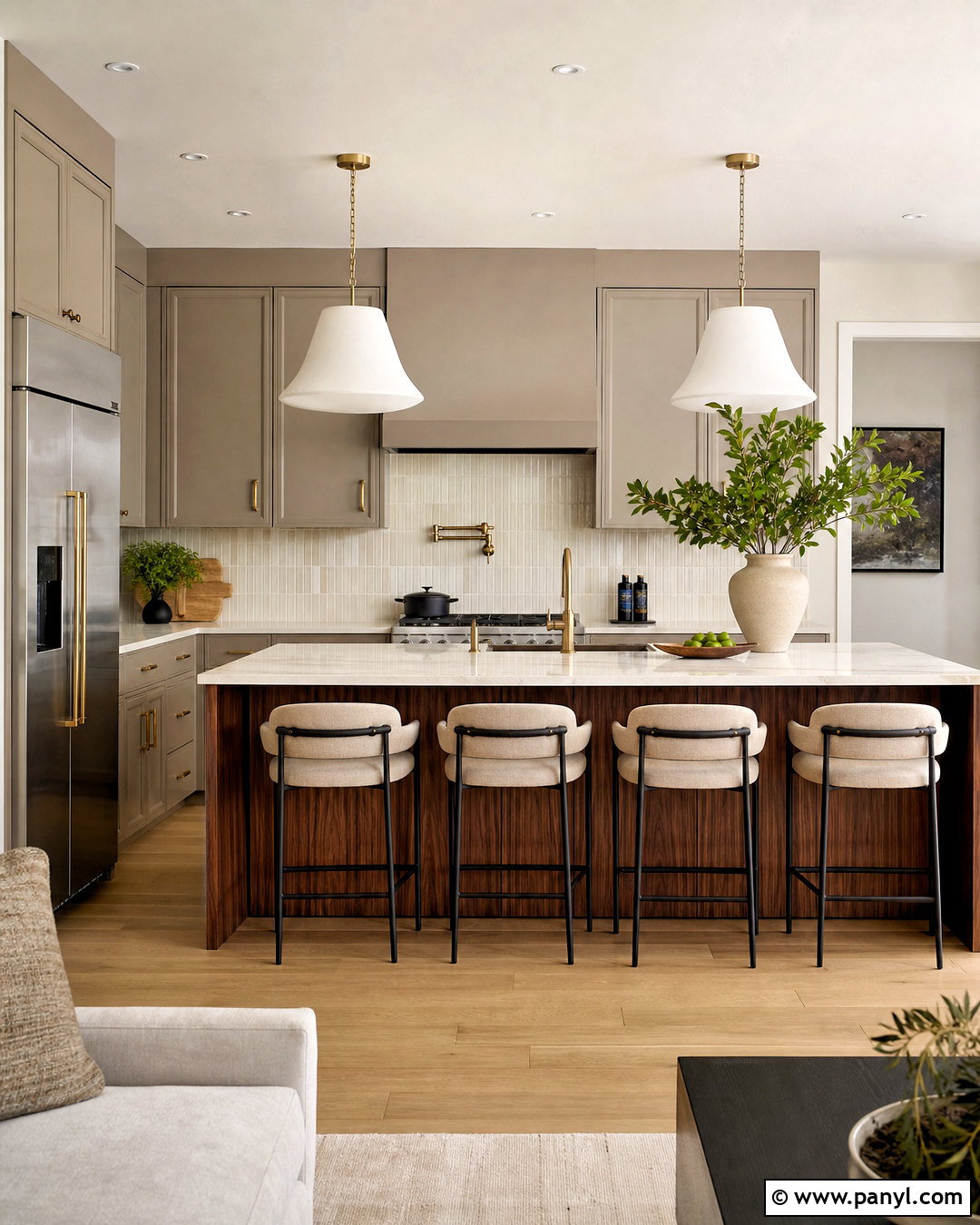 Greige And Walnut Kitchen - 20 kitchen room colour ideas