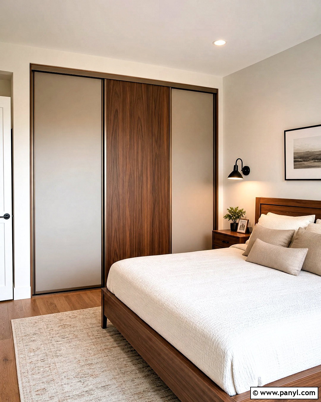Greige And Walnut Sliding Wardrobe - 20 sliding wardrobe color ideas bedroom ideas