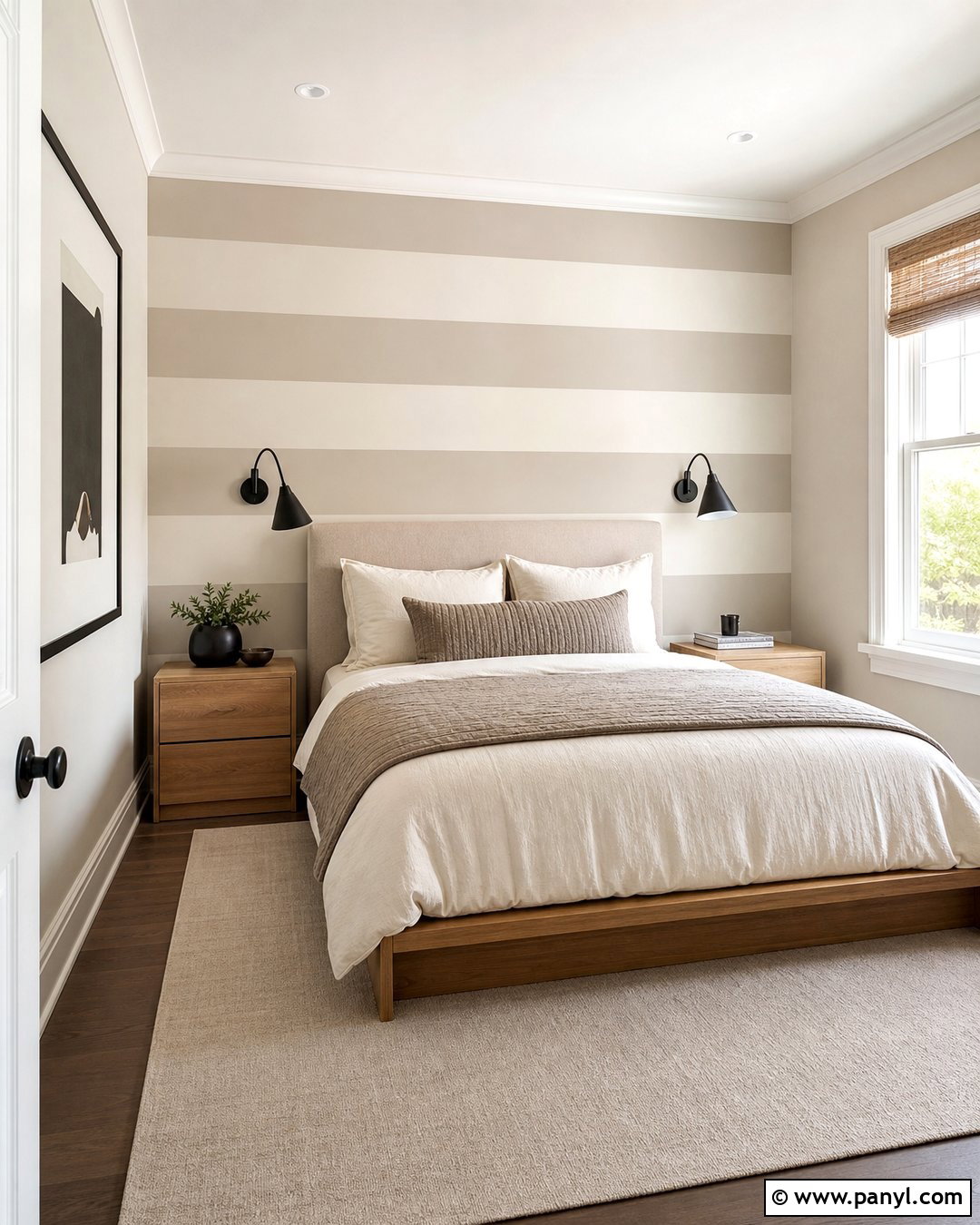 Greige And White Horizontal Wall Stripes - 20 Neutral Color Wall Stripes