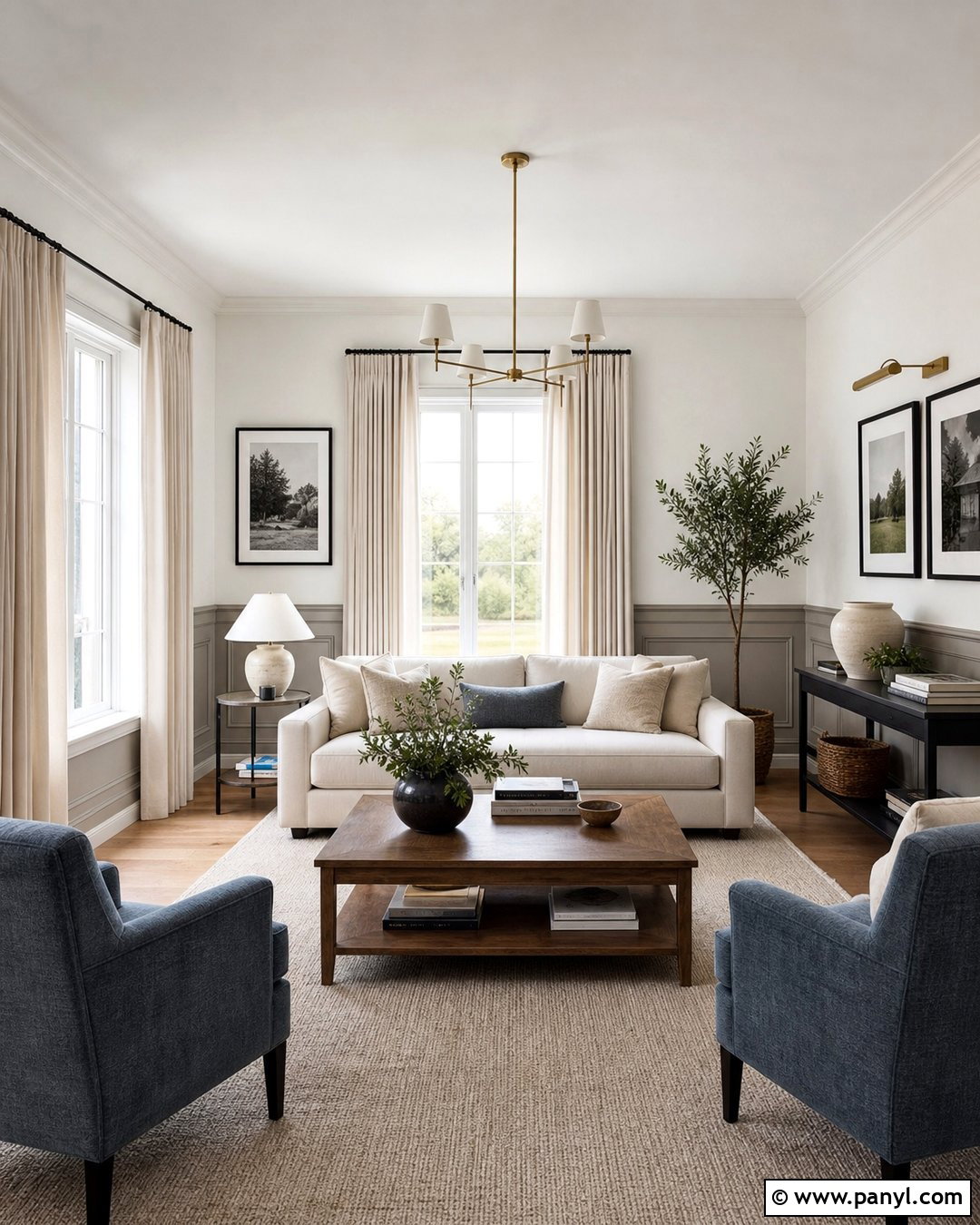 Greige And White Paneled Two Tone Wall - 35 2 Tone Wall Paint Ideas