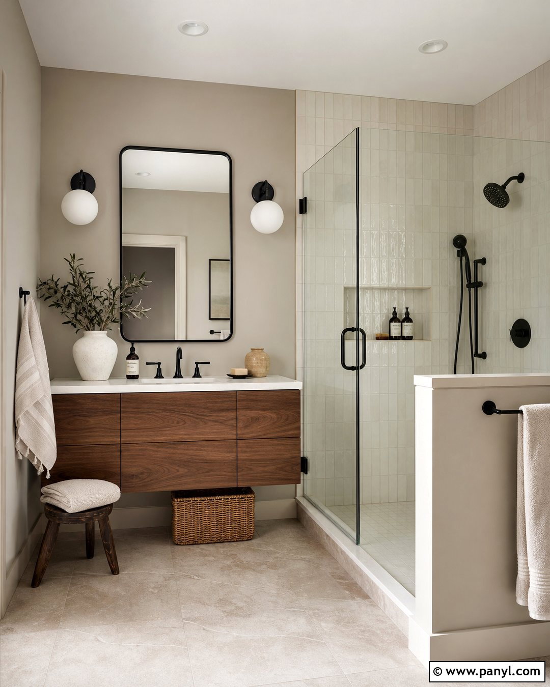 Greige Bathroom Walls With Black Fixtures - 30 gray bathroom walls
