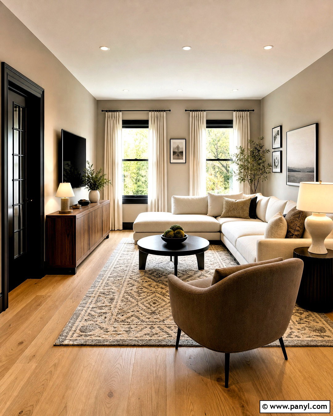 Greige Black Trim Living Room - 20 black trim interior living rooms