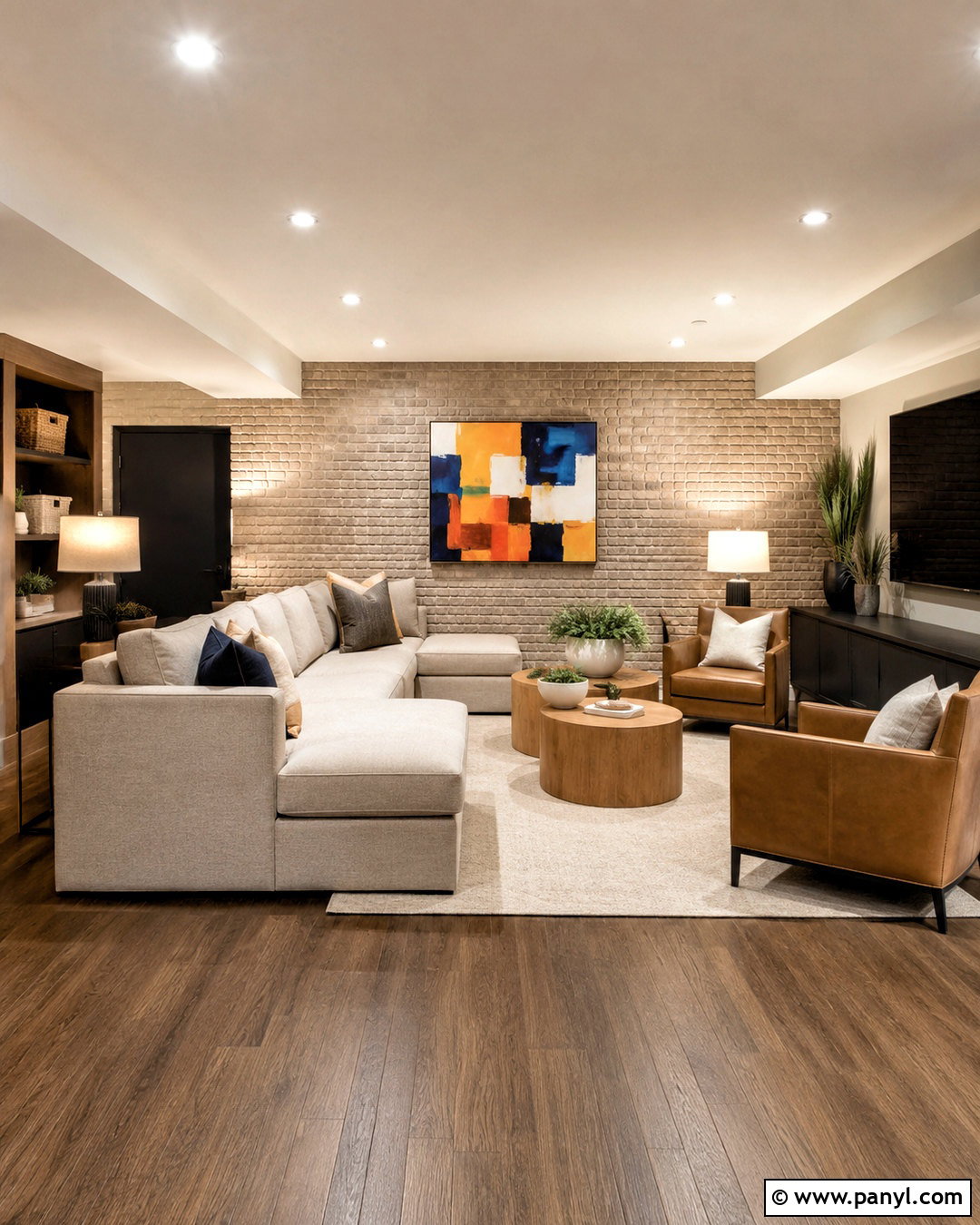 Greige Brick Wall Basement - 20 colored brick wall interior design ideas