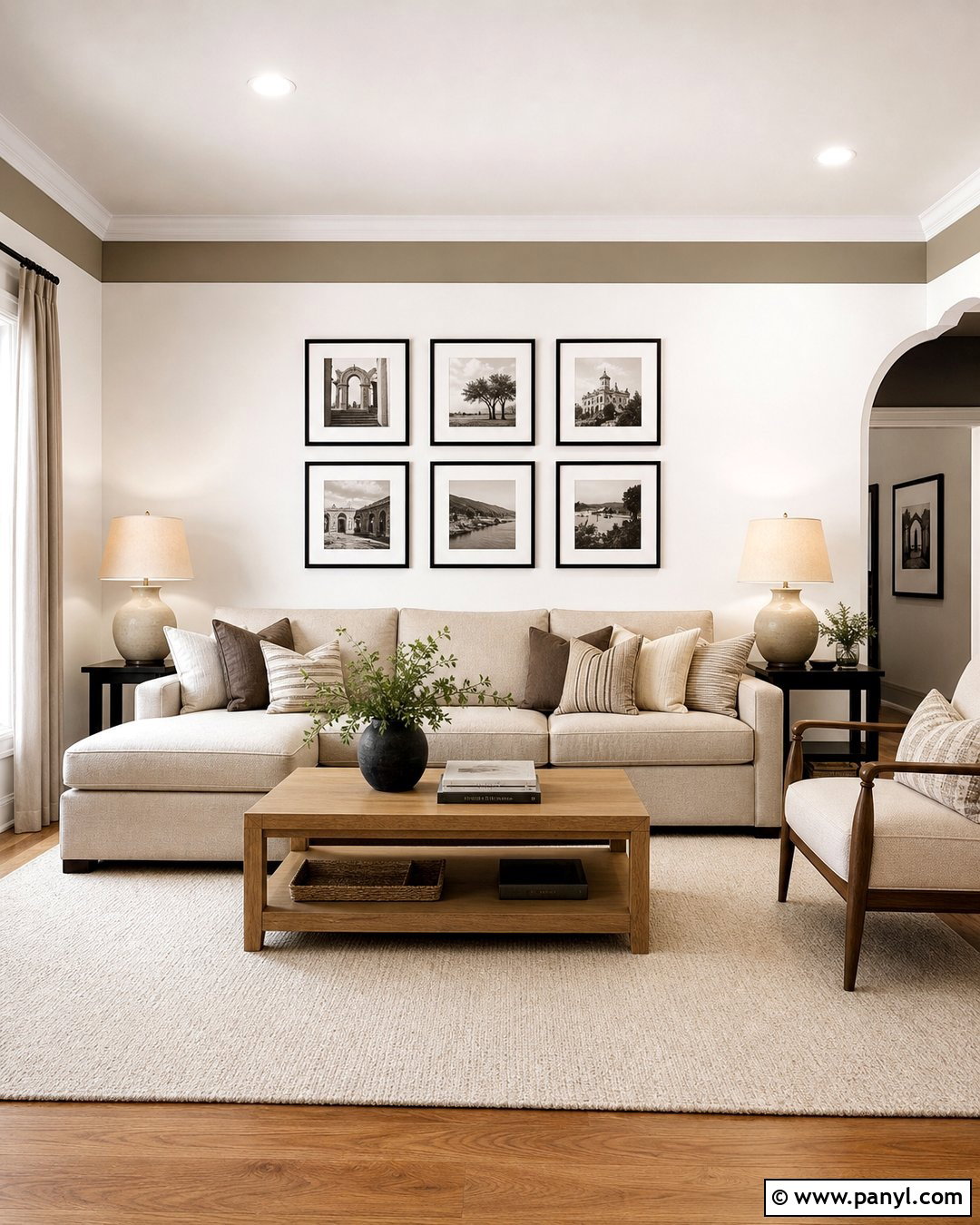 Greige Ceiling Wall Border - 20 Neutral Color Wall Border Ideas