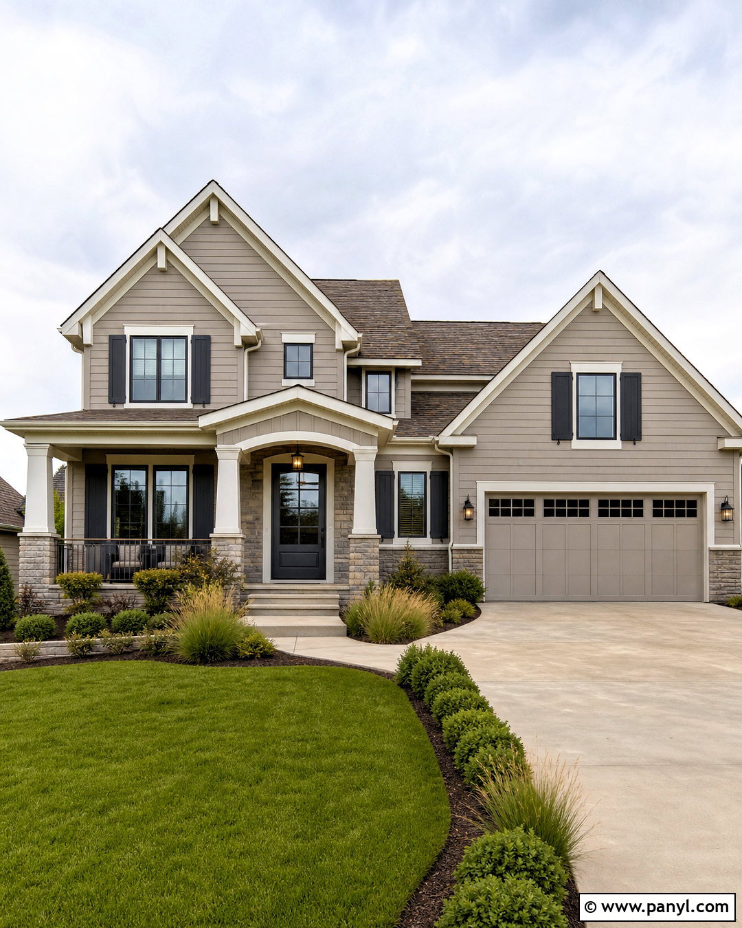 Greige Exterior With Charcoal Accents - 20 outdoor wall painting ideas exterior colors