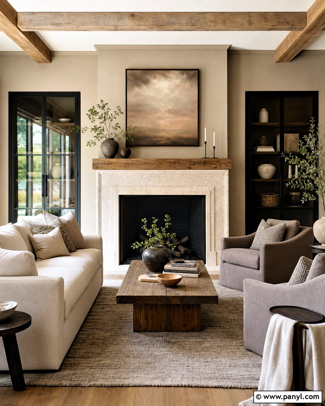 Greige Fireplace With Stone Surround - 20 greige interior ideas
