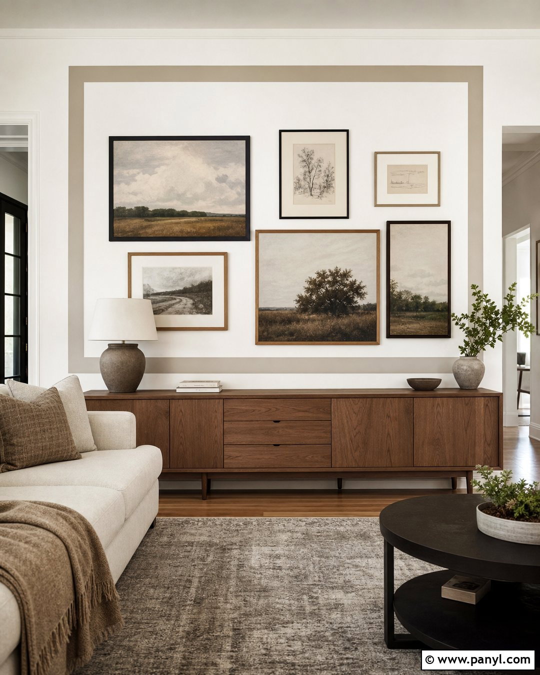 Greige Gallery Wall Border - 20 Neutral Color Wall Border Ideas