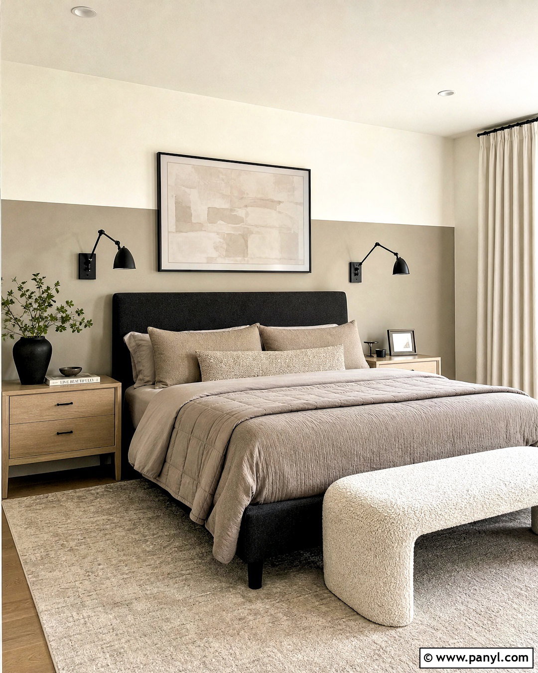 Greige Half Painted Wall Bedroom - 20 half painted wall bedroom ideas