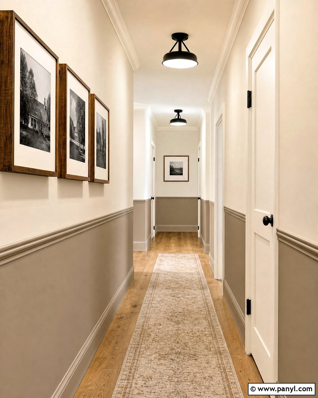 Greige Half Wall Hallway - 20 painting half wall ideas