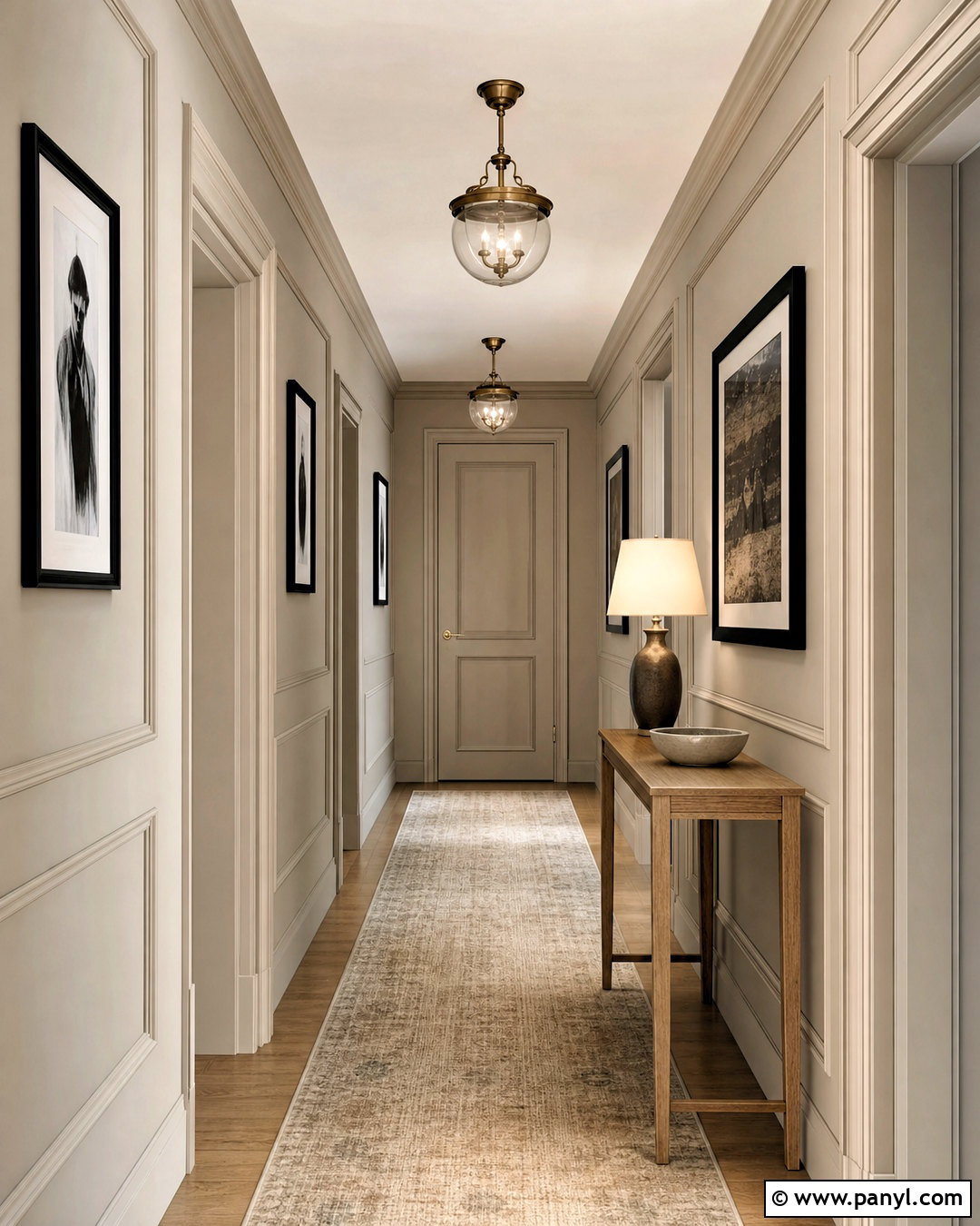 Greige Hallway With Wall Paneling - 20 greige interior ideas