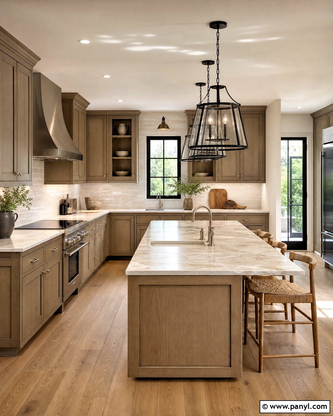 Greige Kitchen With White Oak Island - 20 warm neutral kitchen ideas