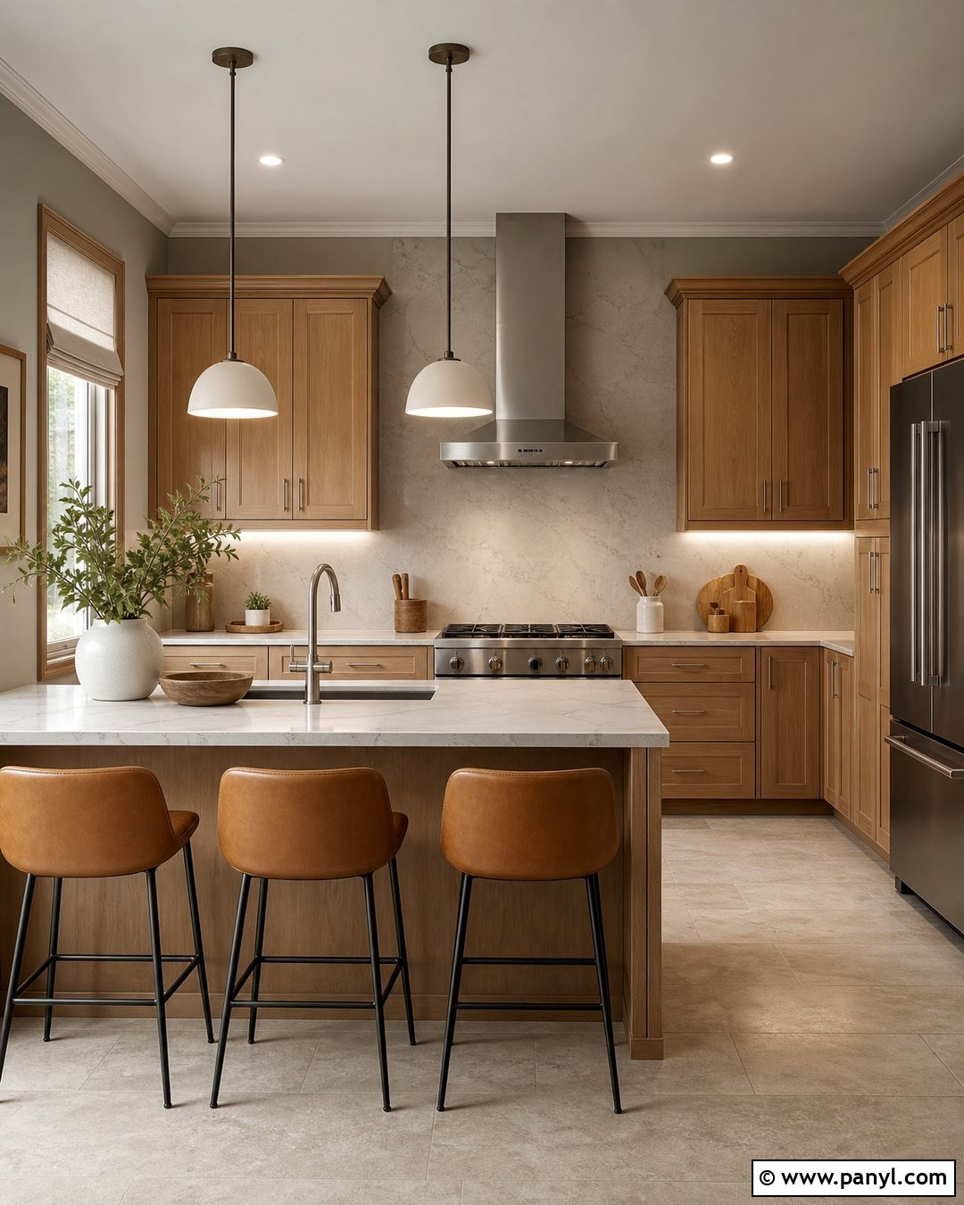 Greige Kitchen With Wood Cabinets - 25 Kitchen Colors With Wood Cabinets