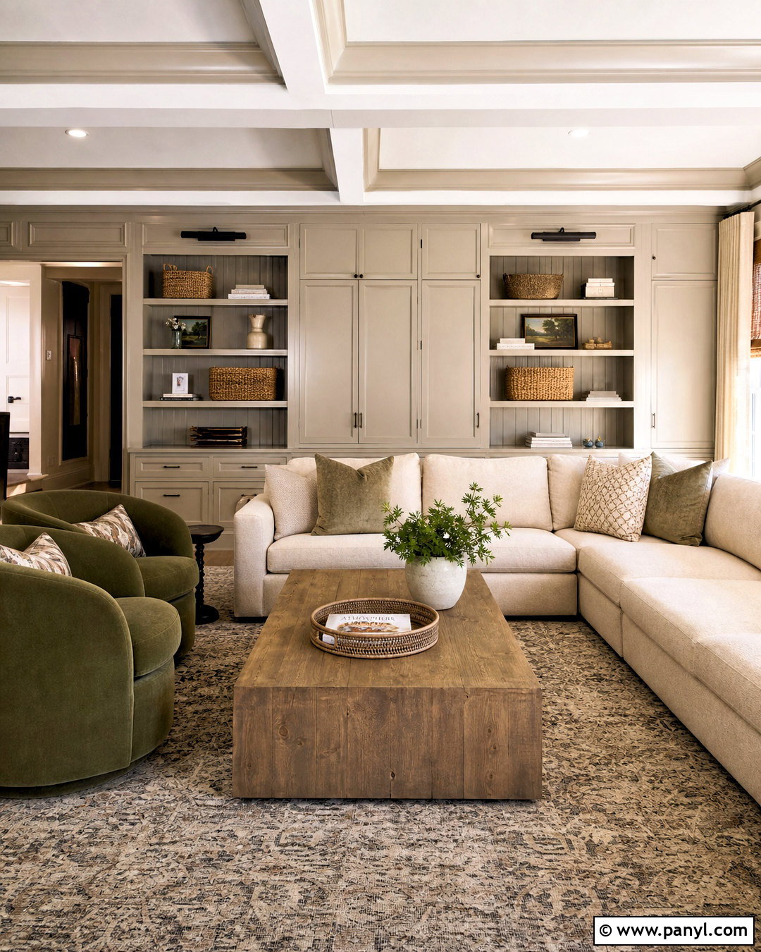 Greige Lacquered Family Room Walls - 20 lacquered walls