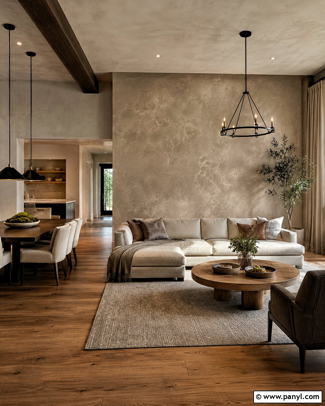 Greige Lime Plaster Open Living Room - 20 lime plaster walls