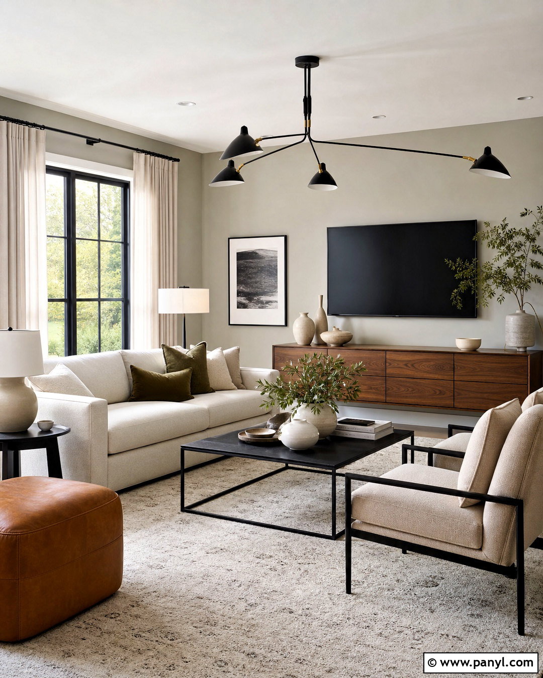 Greige Living Room Walls With Black Accents - 20 greige living room walls