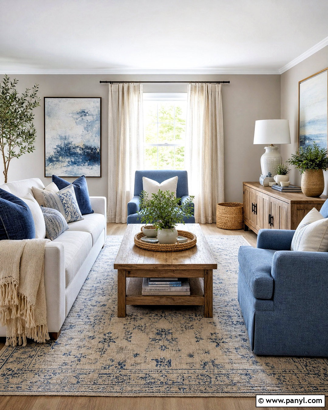 Greige Living Room Walls With Blue Accents - 20 greige living room walls