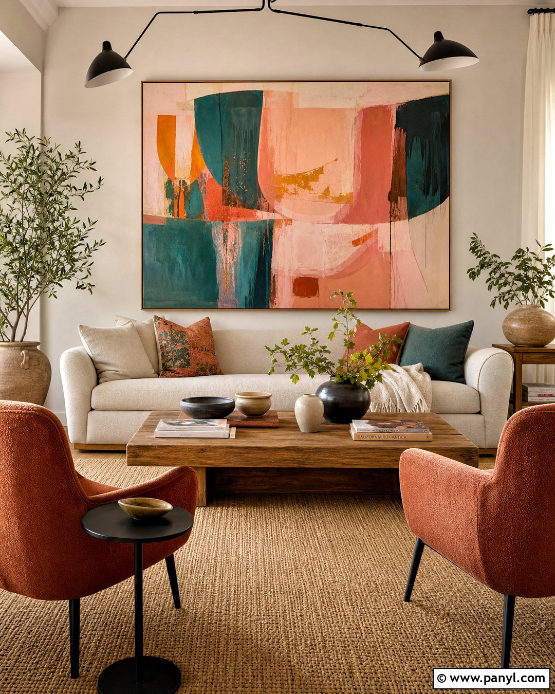 Greige Living Room Walls With Colorful Art - 20 greige living room walls