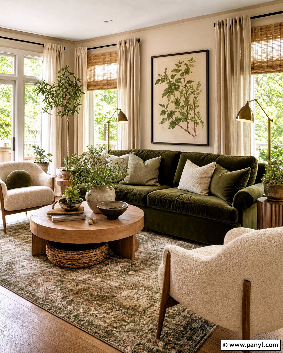 Greige Living Room Walls With Green Accents - 20 greige living room walls