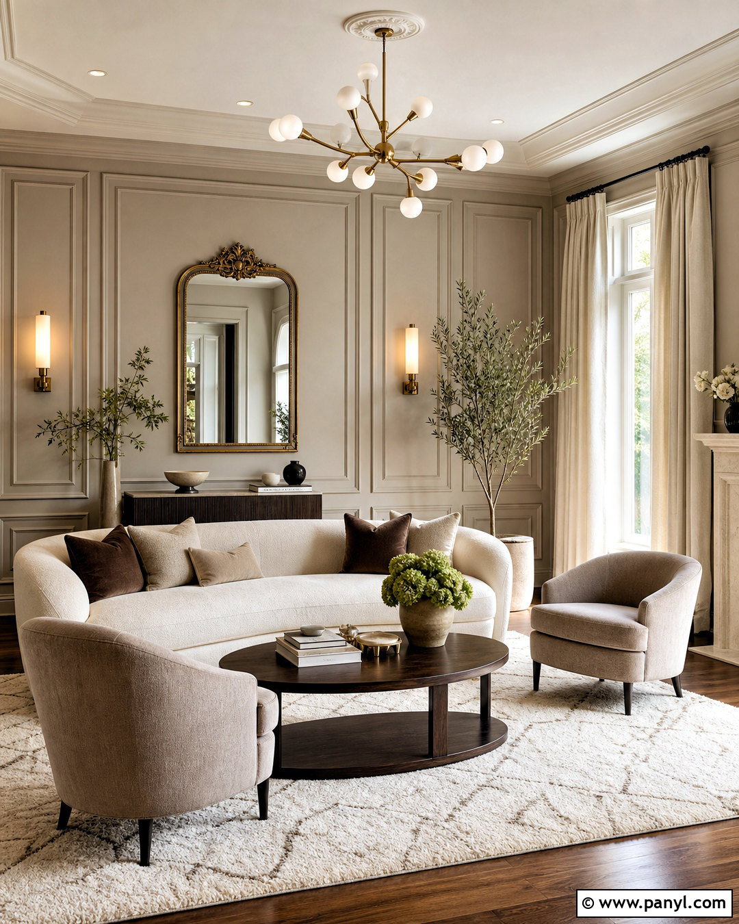 Greige Living Room Walls With Wall Molding - 20 greige living room walls