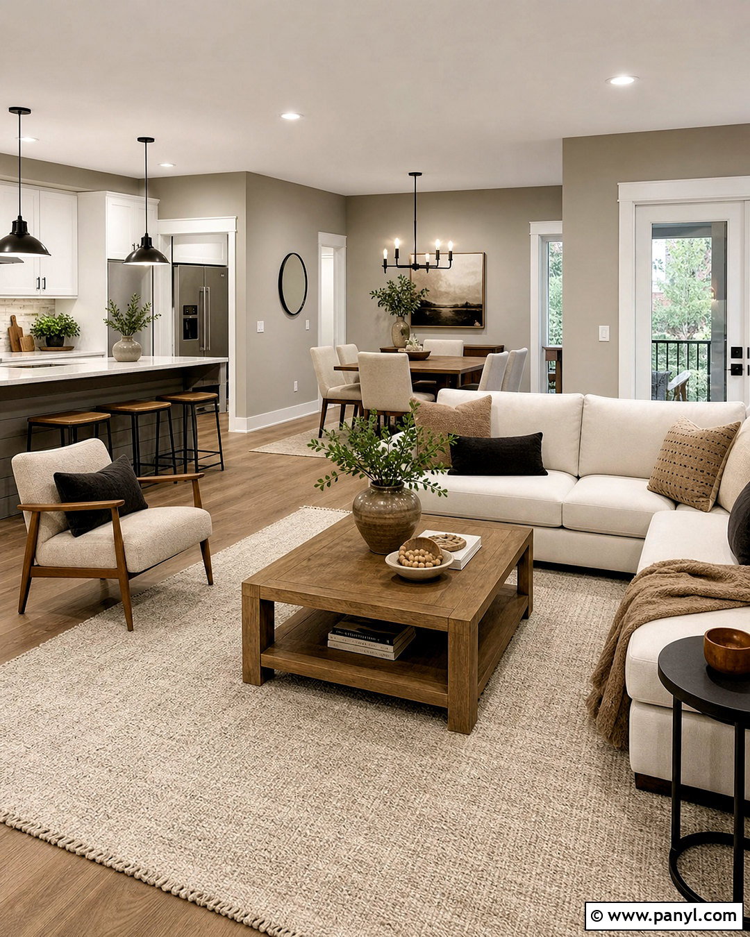 Greige Open Floor Plan - 20 grey interior paint ideas