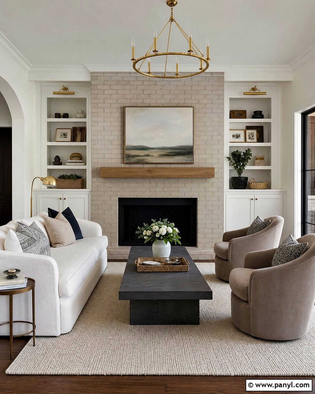 Greige Painted Brick Fireplace - 20 Interior Painted Brick Ideas
