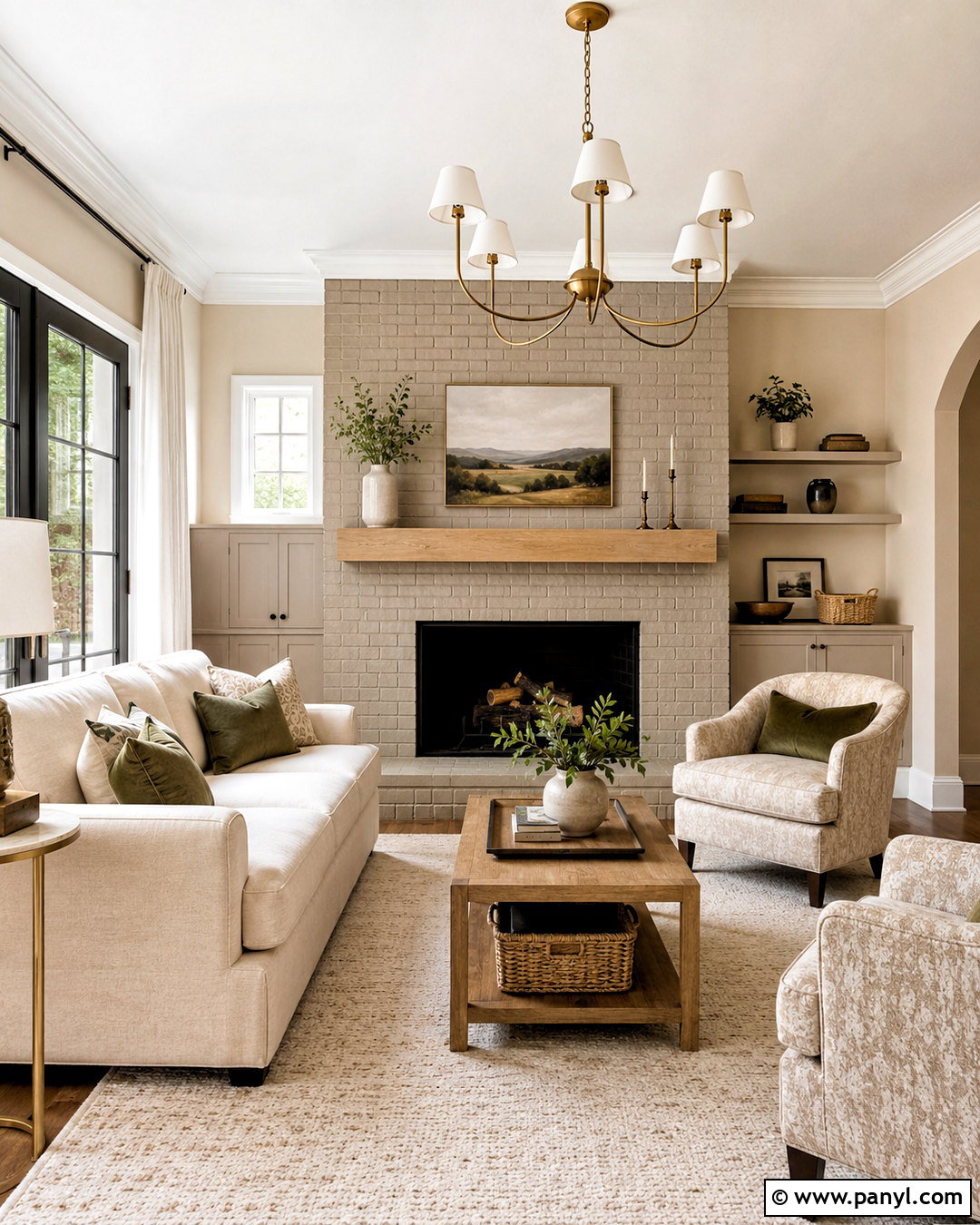 Greige Painted Brick Fireplace - 20 brick painting interior ideas