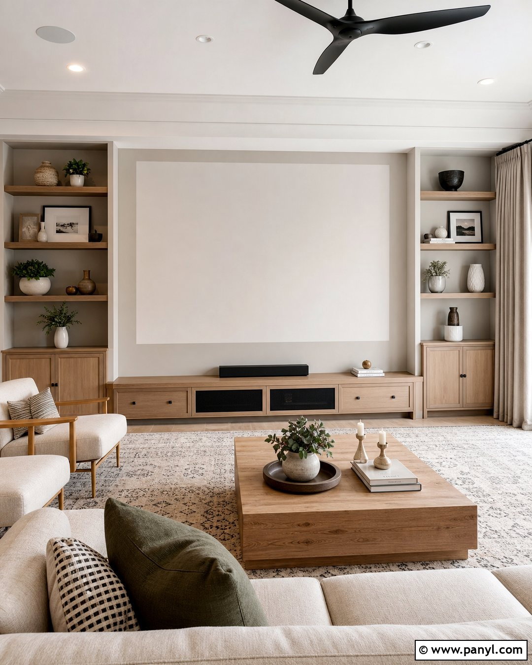 Greige Projector Wall - 20 Projector Wall Color Ideas