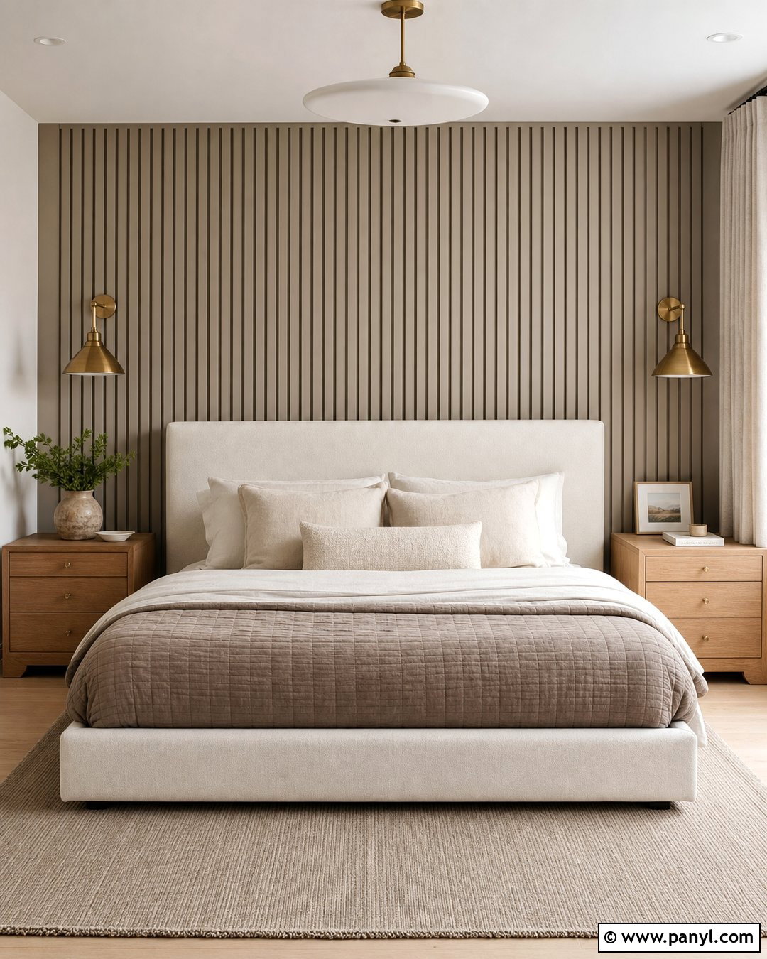 Greige Slat Wall Bedroom - 20 Neutral Color Slat Wall Ideas