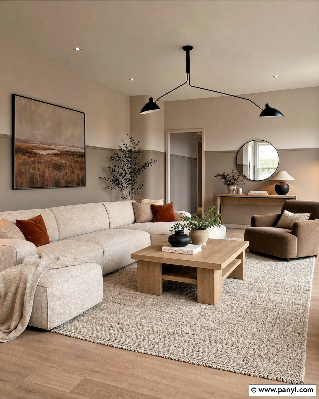 Greige Two Tone Living Room Walls - 20 home wall painting ideas living rooms