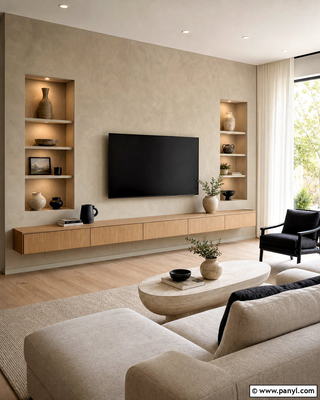 Greige Venetian Plaster TV Wall - 20 venetian plaster walls