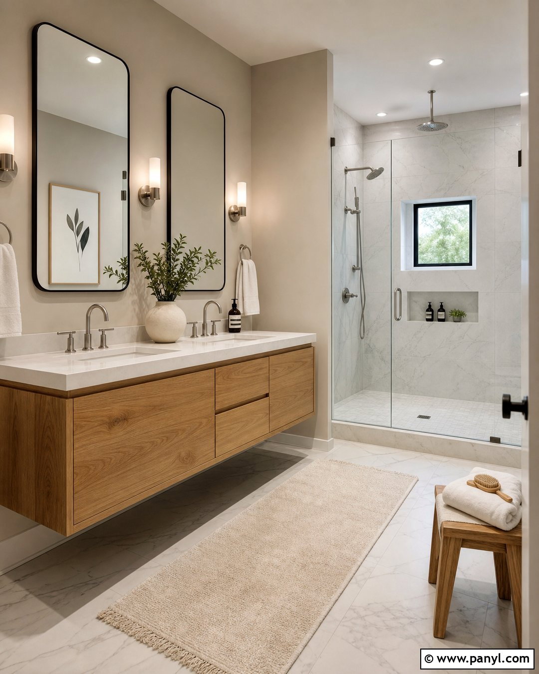 Greige Wall Color With Marble Bathroom - 25 Greige Wall Color Ideas