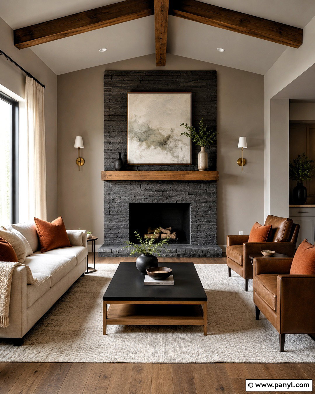 Greige Walls With A Charcoal Fireplace - 40 greige walls