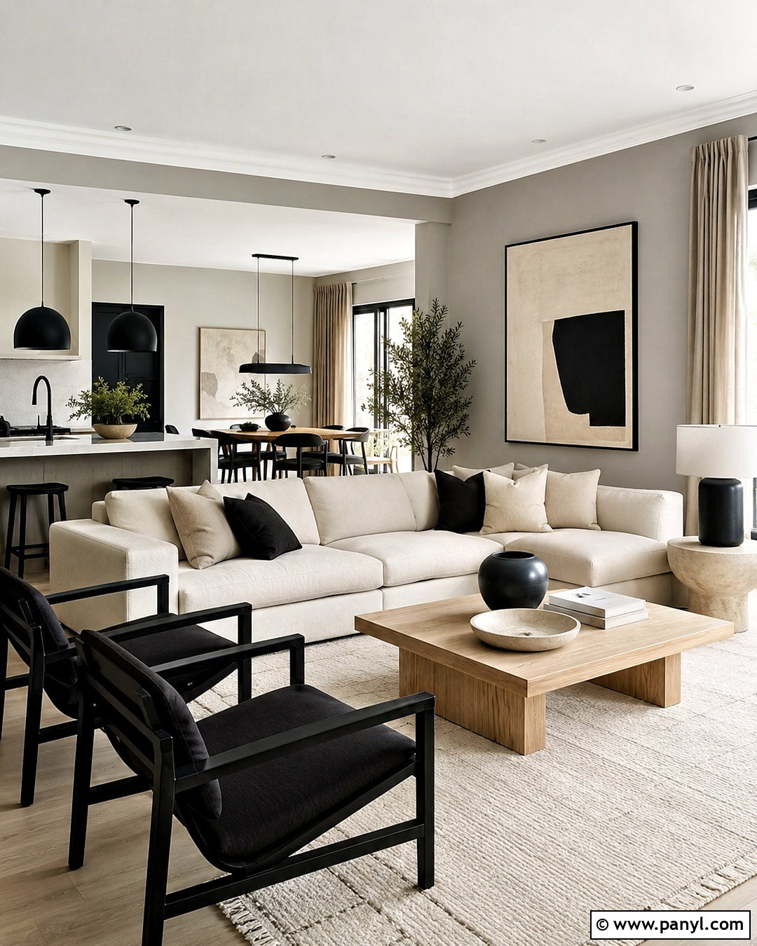 Greige Walls With Black Accents - 40 Grey Wall Color Ideas