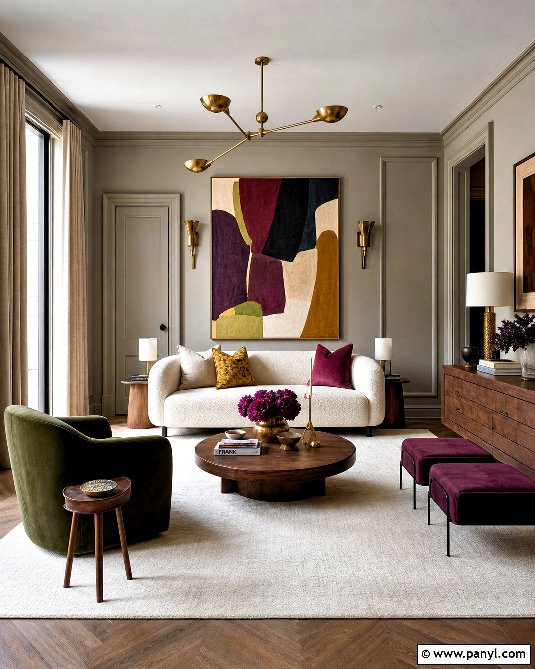 Greige Walls With Color-Drenched Trim - 20 greige walls living room ideas